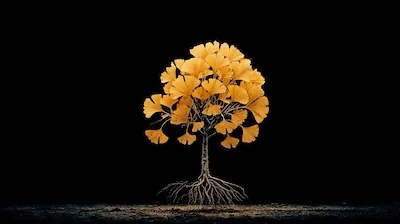 Un Ginkgo biloba aux racines profondes — l'arbre fossile vivant